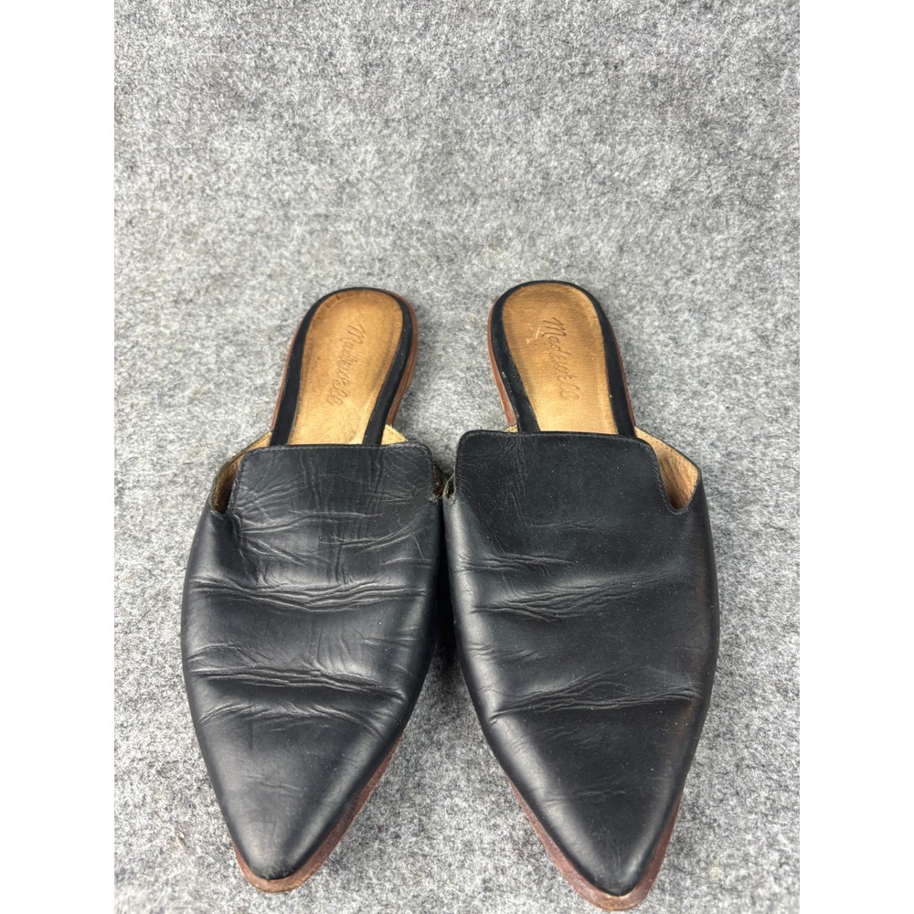 Madewell Gemma Mules Womens 9.5 Black Pointed Toe Leather Flats G8388